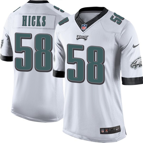 Men's Limited Jordan Hicks Nike Jersey White Road - #58 NFL Philadelphia Eagles